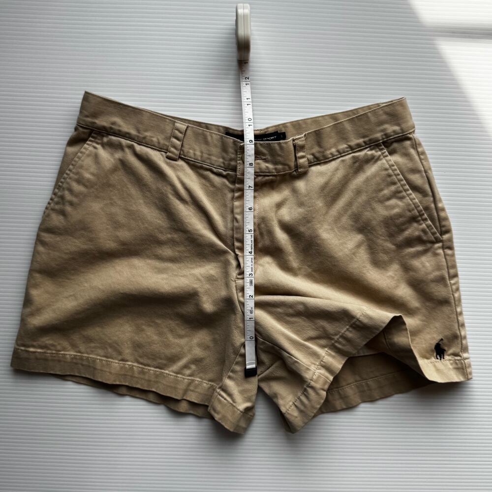 Ralph Lauren Sport Women's Khaki Chino Shorts Sz 8 Cotton Mid-Rise 4" Inseam - Picture 5 of 9